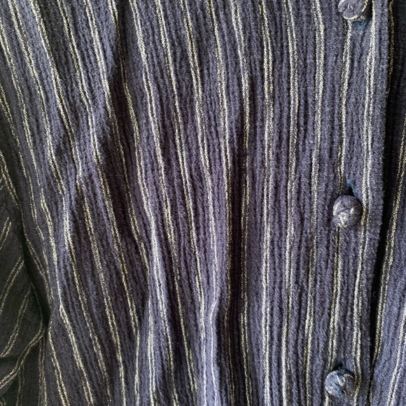 Vintage Blue & White Striped Cotton Button-Up - Picture 4 of 6